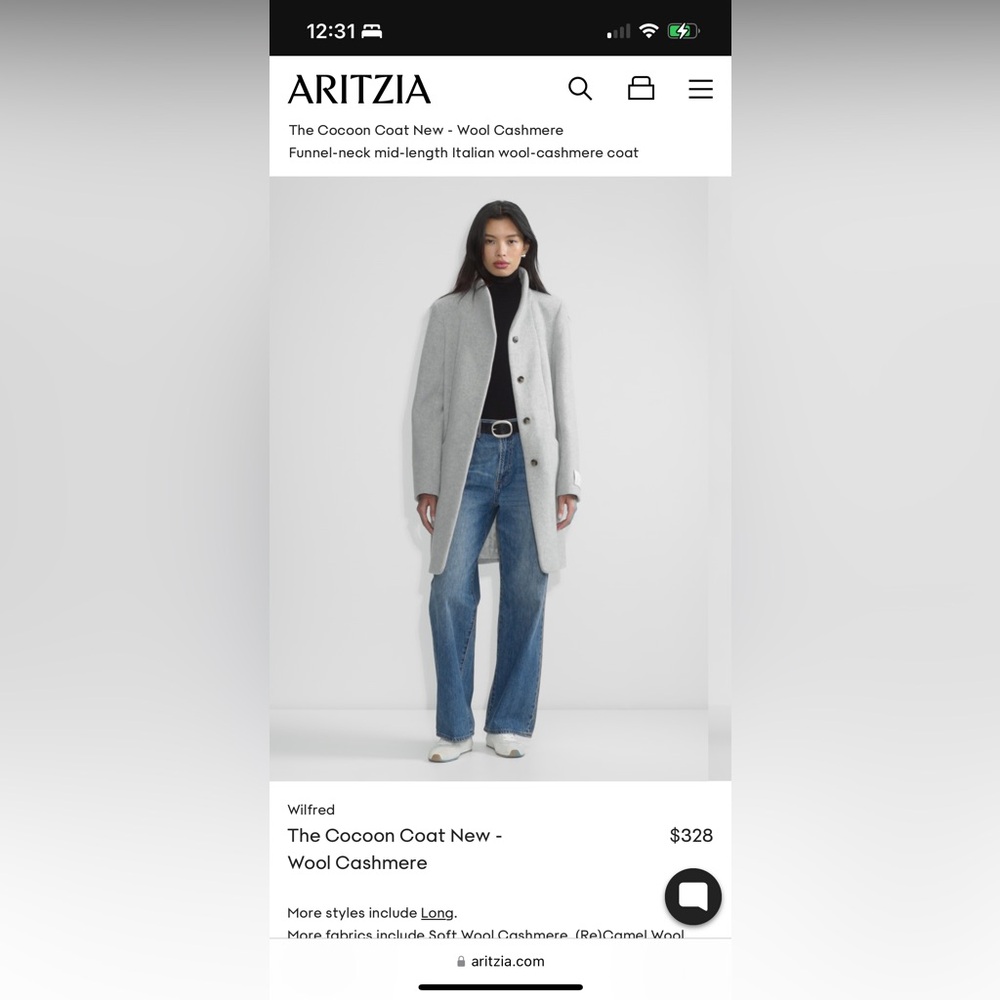Aritzia Babaton Wilfred cocoon coat - Size 1